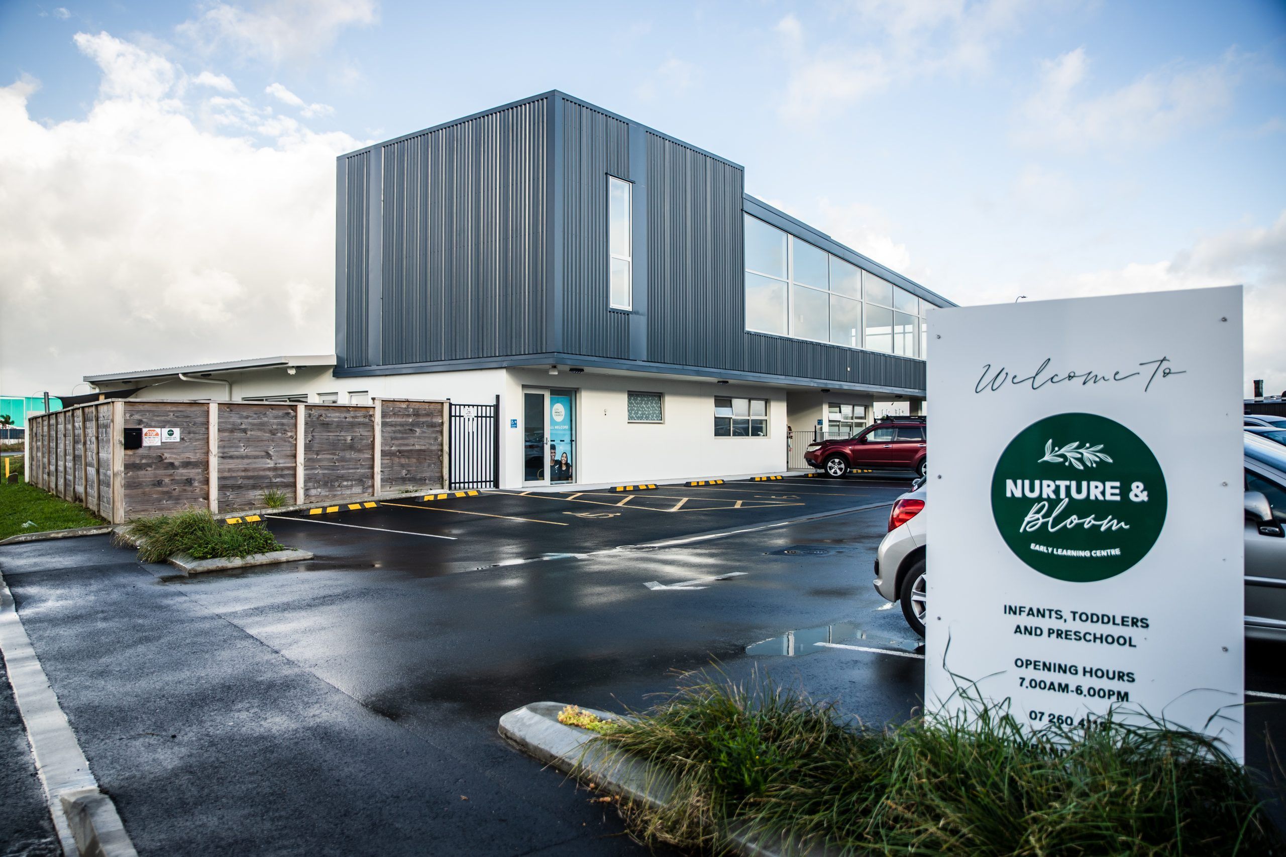 Nurture and Bloom | Exterior of our purpose built childcare centre at one entrance